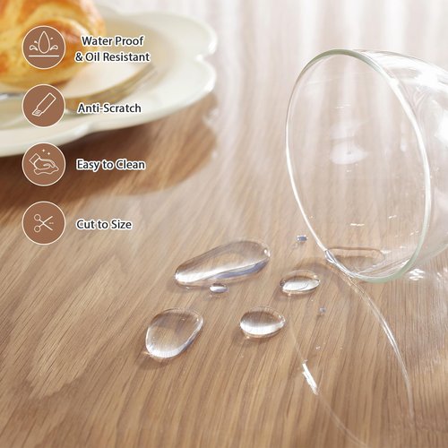 LovePads Round Clear Table Cover Protector 41 Inch, 2mm Thick Table Protector for Dining Room, Waterproof Plastic Cover PVC Vinyl Tablecloth, Circle Tabletop Protective Pad for Furnture Surface