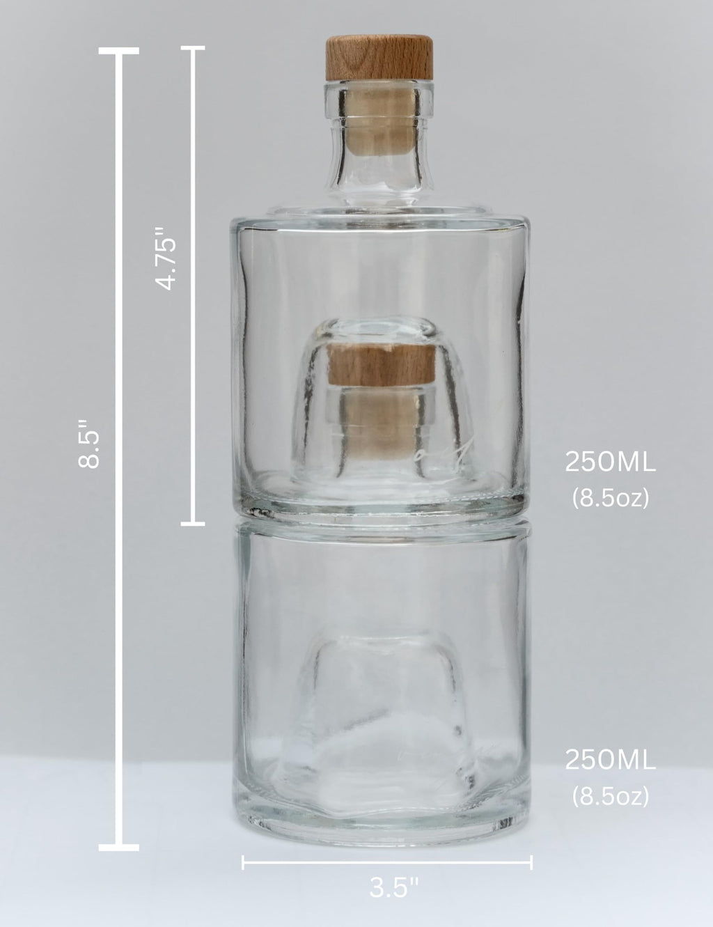 Oil and Vinegar Glass Dispenser Set, 8oz Bottles with Cork Lid - Handcrafted, Premium Quality, Eco-Friendly