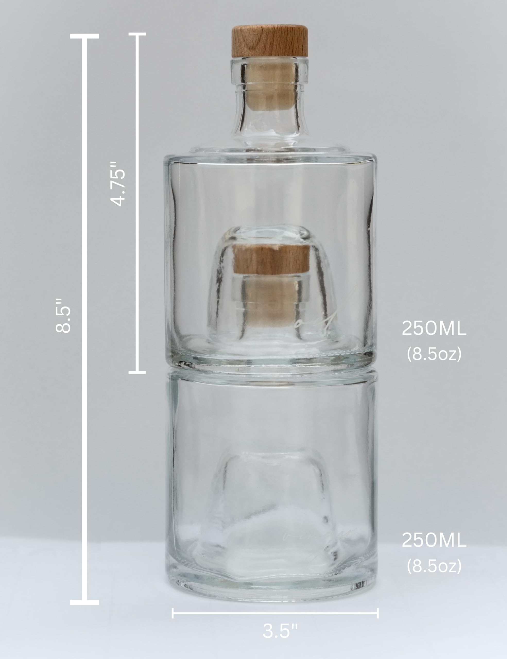 Oil and Vinegar Glass Dispenser Set, 8oz Bottles with Cork Lid - Handcrafted, Premium Quality, Eco-Friendly