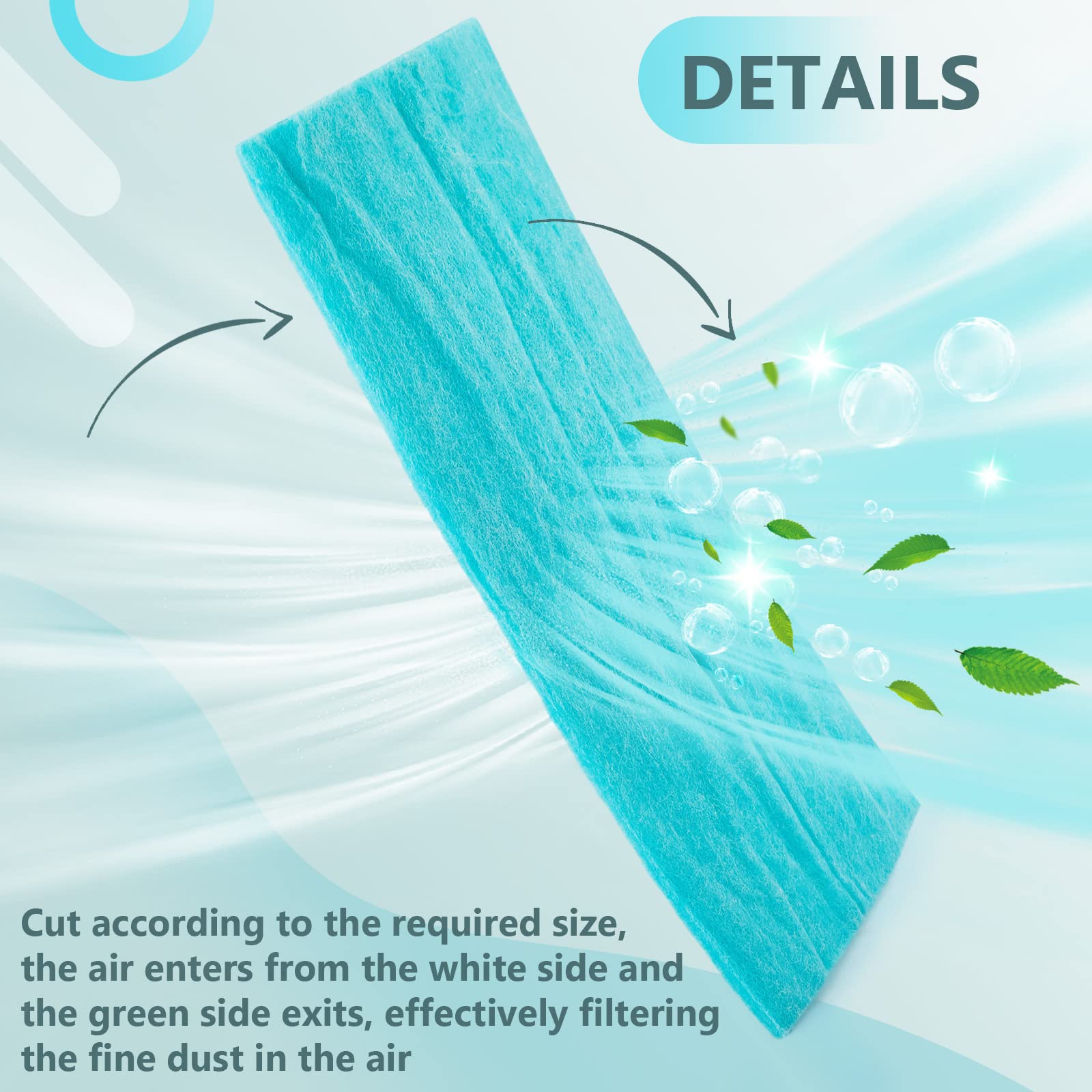 Tudomro 1 Roll 90 Inch Air Vent Filters Material Vent Filters Plus for Air Conditioner Register Pads Cut to Replacement Floor for Home Rv HVAC Ceiling Indoor Dryer Purifiers, 12" Wide