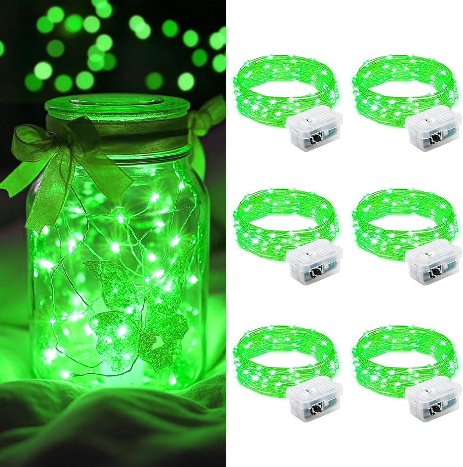 AIKEI LED Fairy Lights - 6 Pack Battery Operated Mini String Lights, Waterproof 7ft, 20 LED for Wedding & Party Decor