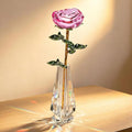 HDCRYSTALGIFTS 10'' Pink Crystal Rose Figurine - Elegant Glass Flower Gift for Mom | Perfect for Mother's Day, Valentine's Day & Anniversaries