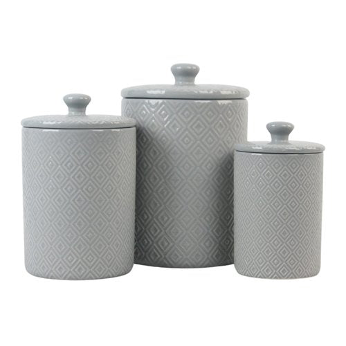 10 Strawberry Street Diamond 3 Piece Canister Set, Gray