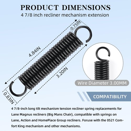 Zookpr 4 7/8-Inch Recliner Mechanism Extension Spring Replacement for Lane and Action Furniture,Recliner Replacement Parts(1 PCS)