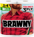 Brawny 3-Ply Tear-A-Square Paper Towels - Strong & Absorbent | 2 Double Rolls (4 Regular Rolls)