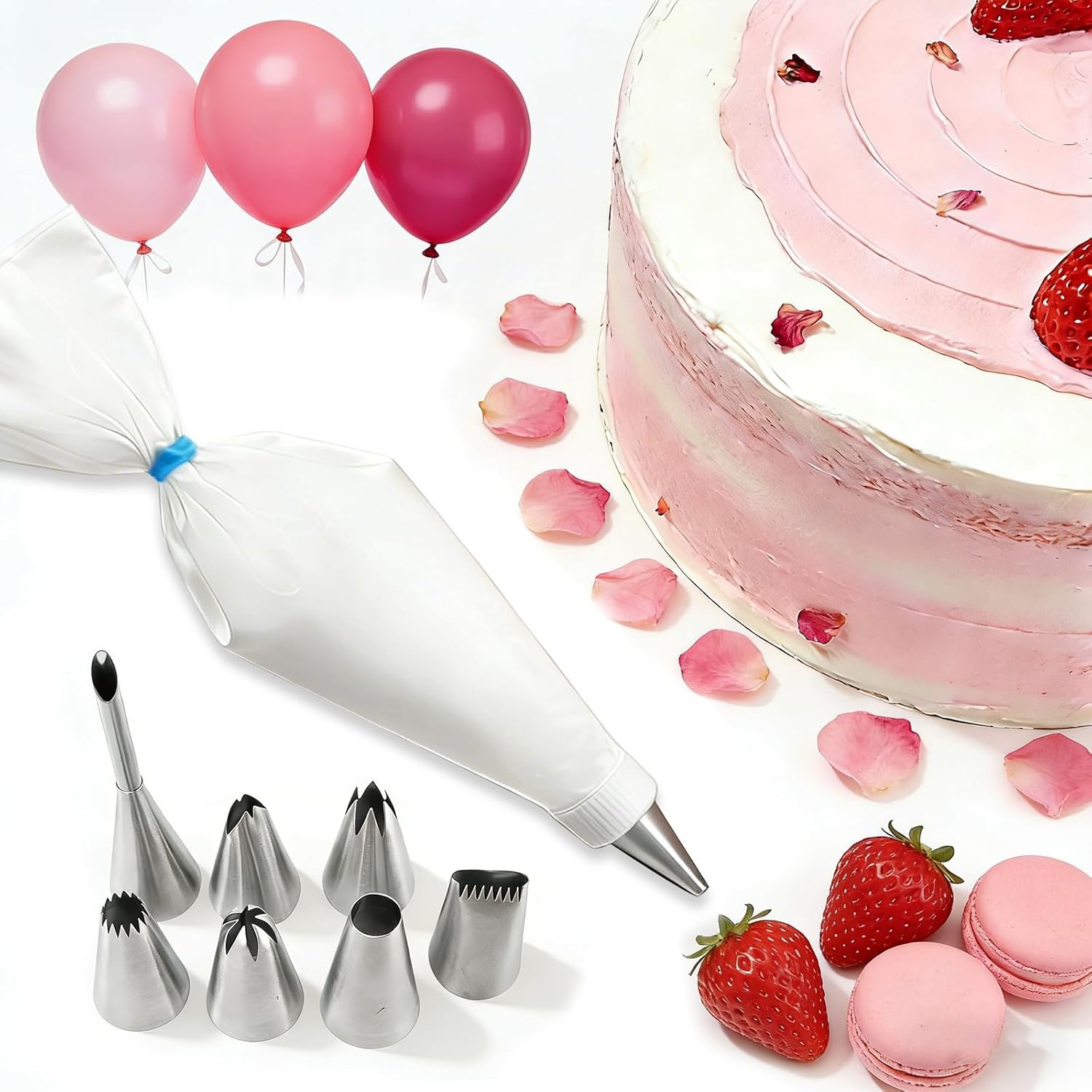 Skiennix Reusable Piping Bags Set - 16-Inch Pastry Bags for Cake Decorating | 15PCS Easy to Clean Kit