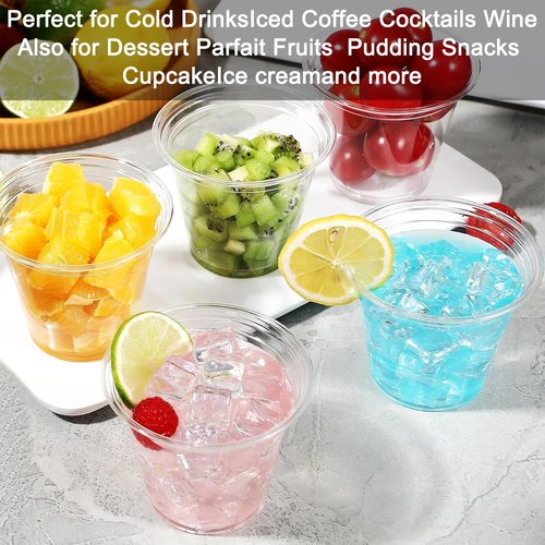 9 oz Clear Plastic Cups, 50 Pack Disposable Crystal Punch Cups for Party,Sturdy Recyclable PET Clear Cocktail Tumblers Wine Cup for Wedding,Birthday,Christmas
