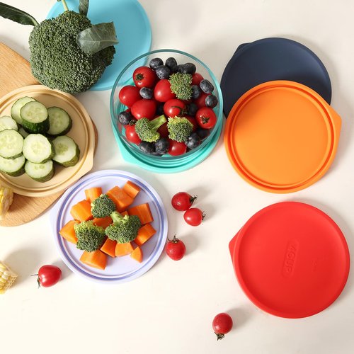 Replacement Lids for Pyrex 7201-PC 4 Cup, Silicone Round Storage Cover Lid for Anchor Hocking Glass Bowl 2 Pack Dark Blue