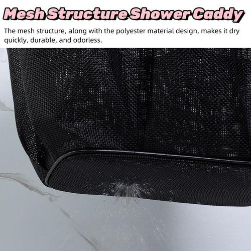 Large Capacity Mesh Shower Caddy for College Dorm Room Essentials with 6 Deeper Pockets, Shower Bag for Toiletry, Portable Hanging Tote Bag with 2 Handles for Bathroom, Beach