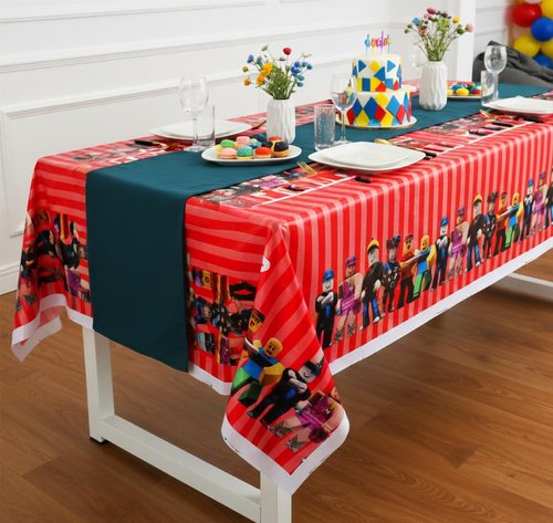 3 Pcs Plastic Table Cloth Disposable 108x108cm Video Game Birthday Party Supplies Video Game Table Cover Gamer Supplies Rectangle Waterproof Happy Birthday Tablecloth Gaming Party Decorations