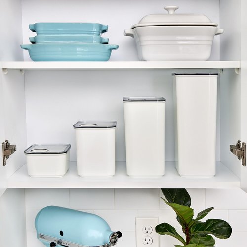 iDesign Recycled Plastic Medium Dry Goods Kitchen Canister with Airtight Lid – 6.34" L x 4.79” W x 5.87” H, White