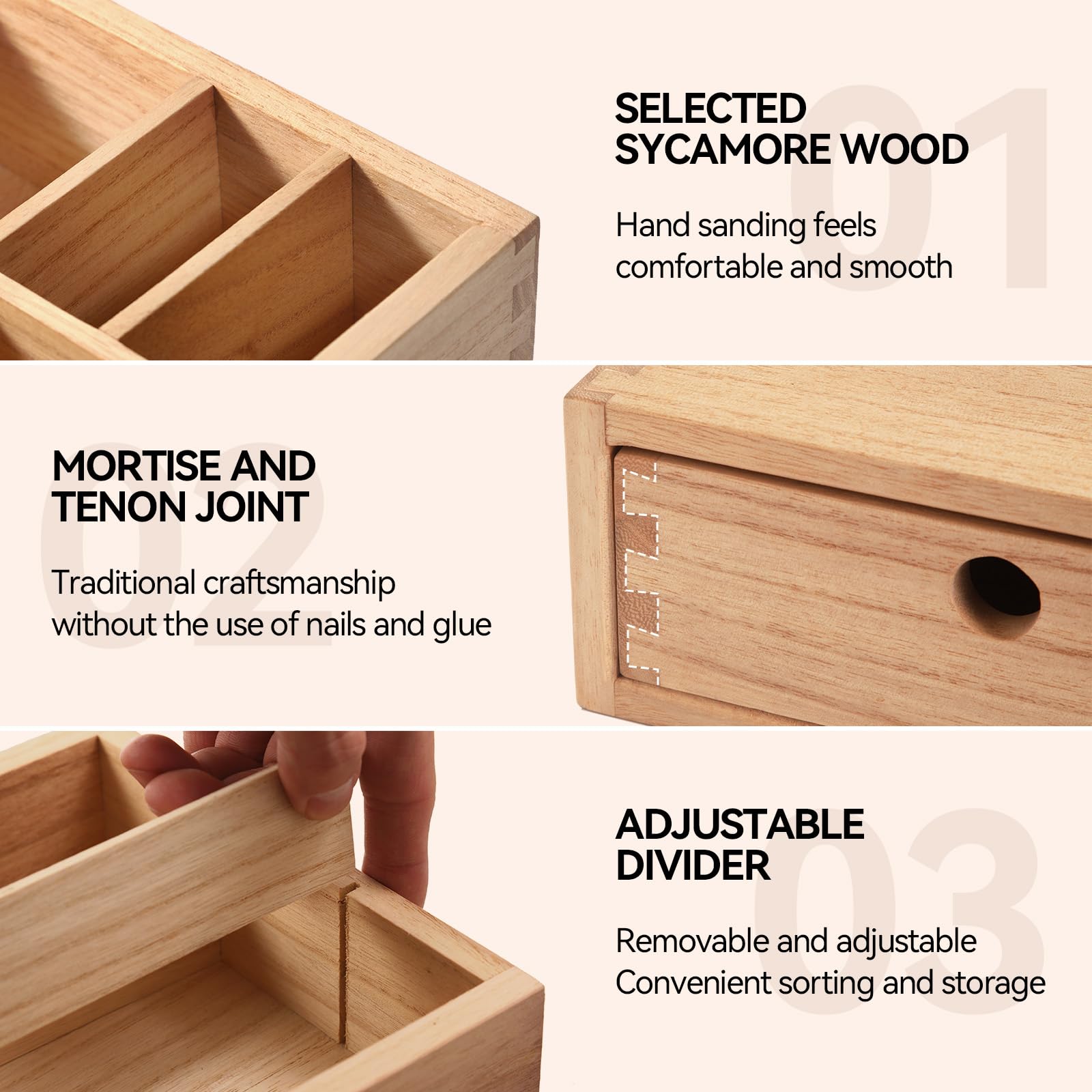 KIRIGEN Wooden Coffee Station Organizer 2-Piece Set - Coffee Bar Storage with Drawers for Sugar, Tea - Coffee Pod Holder and Accessories Organizer for Kitchen Counter Nature KFJTZ-NA