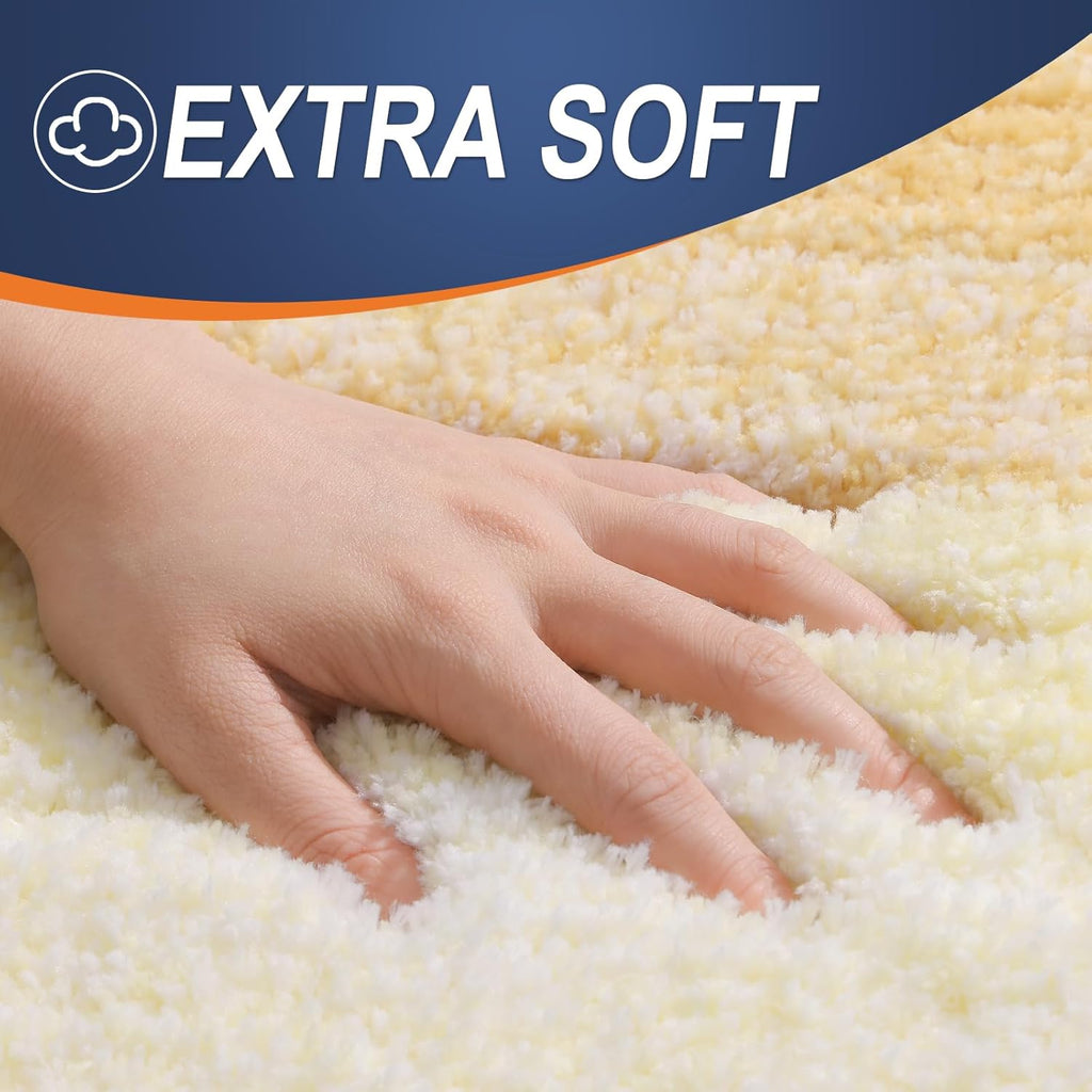 OLANLY Bathroom Rugs | Extra Soft Microfiber Bath Mat 70x24 - Quick Dry, Machine Washable, Light Yellow