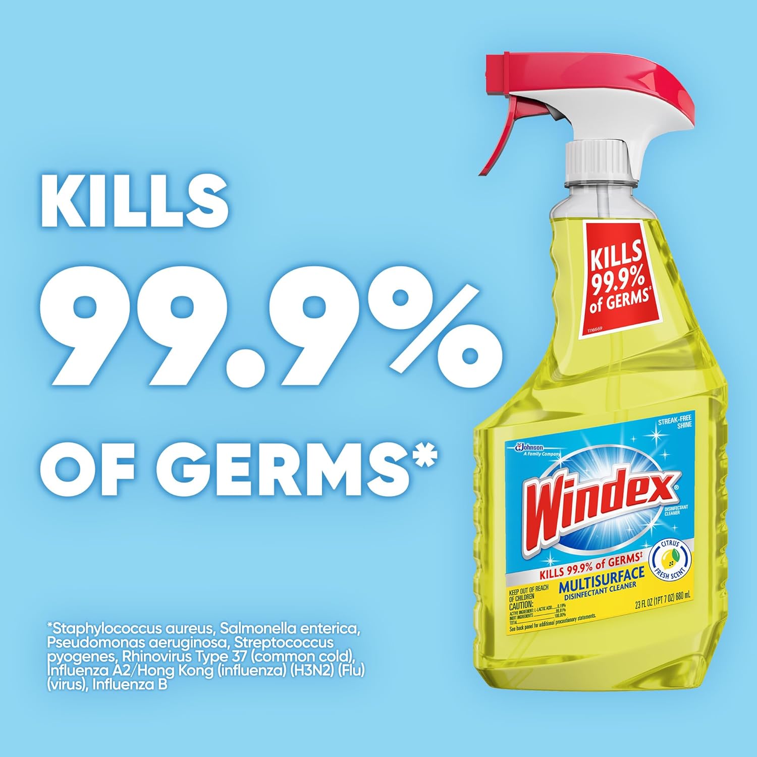 Windex Multipurpose Disinfectant Cleaner - Citrus Fresh Scent | 23 oz Spray & 32 oz Refill Bundle