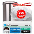 6-10 Gallon Trash Bags Drawstring | 250 Count | 22"x23" | 6, 8, 10 Gallon Drawstring Garbage Bags | White Trash Can Liners | Small - Medium