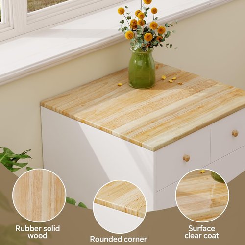 Oenalw 25"x24" Rubberwood Butcher Block Countertop, DIY Solid Wood Rubberwood, for Office Desk Tops, Dining Tables, Laundry Counters, Kitchen Countertop, Easy to Cut,Flat Surface Easy to Clean