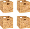 M4DECOR Storage Cube - Woven Water Hyacinth Baskets for Stylish Organization | 12x12in, Set of 4