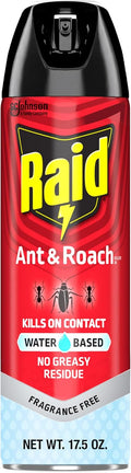 Raid Ant & Roach Bug Spray - Water-Based Insecticide Kills On Contact | 17.5 oz, No Greasy Residue