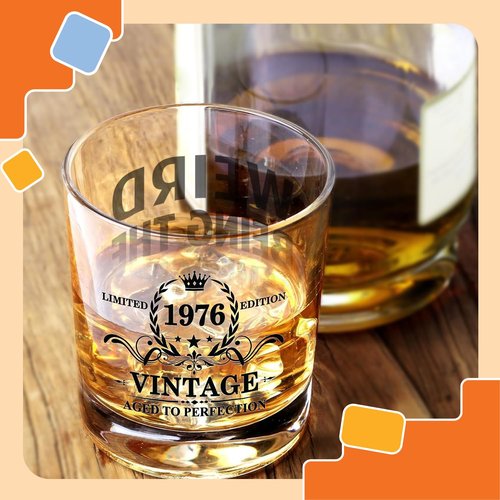 NewEleven 50th Birthday Gifts For Him, Men - 1976 50th Birthday Decorations, Funny Gifts For Men, Husband, Dad - Cool Whiskey Gifts Idea From Her, Wife - Whiskey Glass