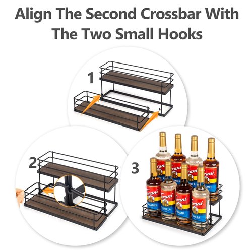 8 Bottle Capacity Coffee Syrup Organizer 2 Tier Coffee Syrup Stand Shelf for Coffee Bar Kitchen Small Wine Rack for Bar Family Storage for Syrup Wine Dressing