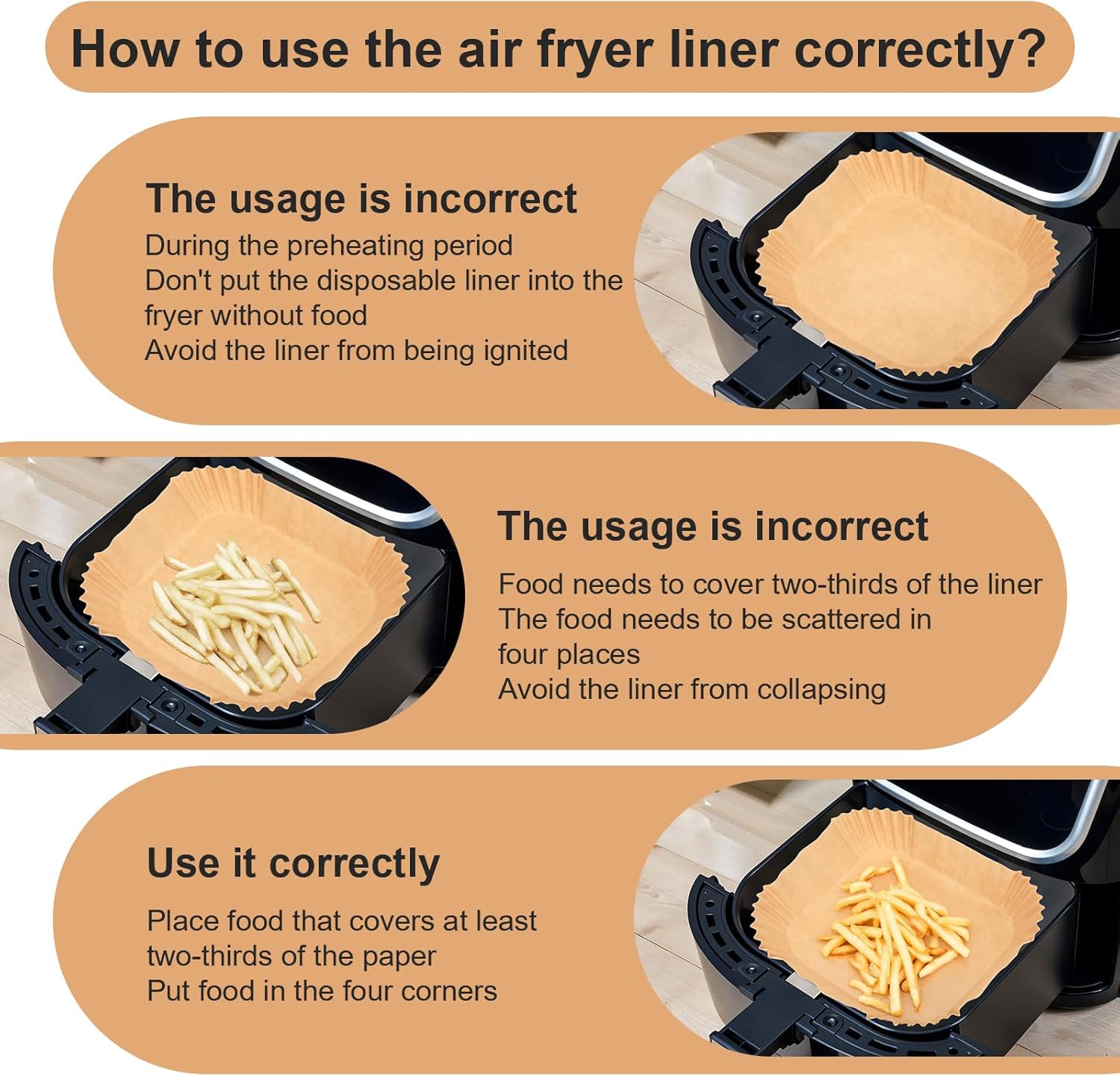 Skiennix Air Fryer Paper Liners - 500 Pcs Non-Stick Parchment for 5-8 QT Air Fryers | 8” Square Size