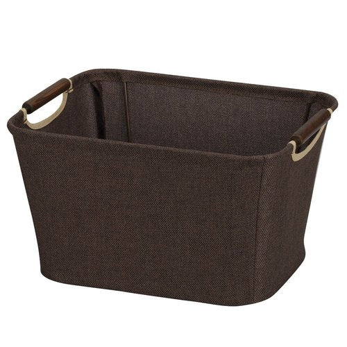 Household Essentials Small Tapered Storage Bin with Wood Handles