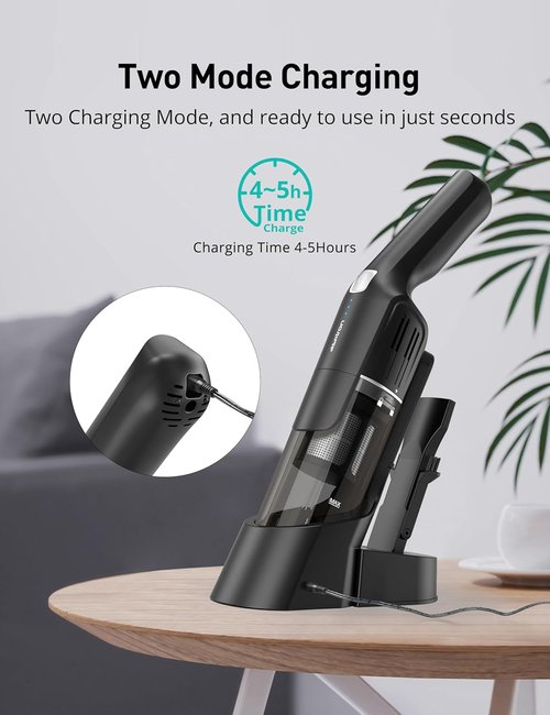Aspiron Cordless Handheld Vacuum - 24KPA Powerful Car Cleaner with Wireless Charger | Ergonomic Design, Portable