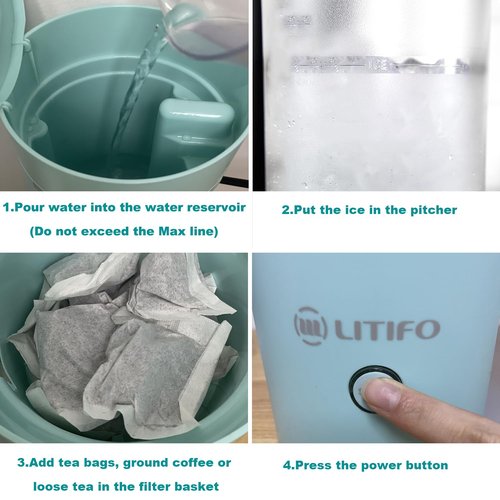 LITIFO Iced Tea Maker and Iced Coffee Maker Brewing System with 2-quart Pitcher, Perfect For Fruit Infused Tea, Lemonade, Flavored Water (Light Green)