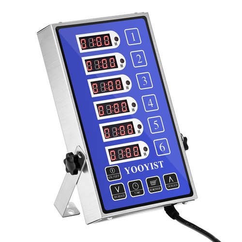 YOOYIST Precision Kitchen Timers for Cooking – 6 Channel Commercial Kitchen Timer Restaurant Kitchen Supplies – Stainless Steel Digital LED Chef Cooking Timer – Reminder Function, Loud Alarm, Blue