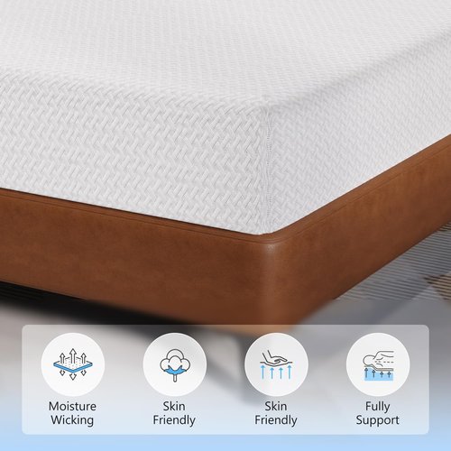 FDW 12-Inch Green Tea Cooling Gel Memory Foam Mattress - Medium-Firm Pressure Relief | Twin Size, CertiPUR-US Certified
