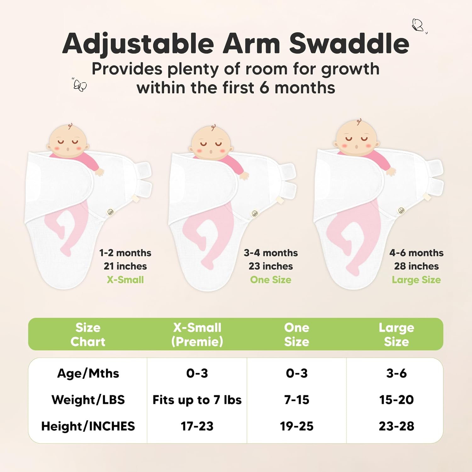 Willow 3-Pack Organic Swaddles - Soft & Snug Baby Sleep Sacks for Newborns 0-3 Months