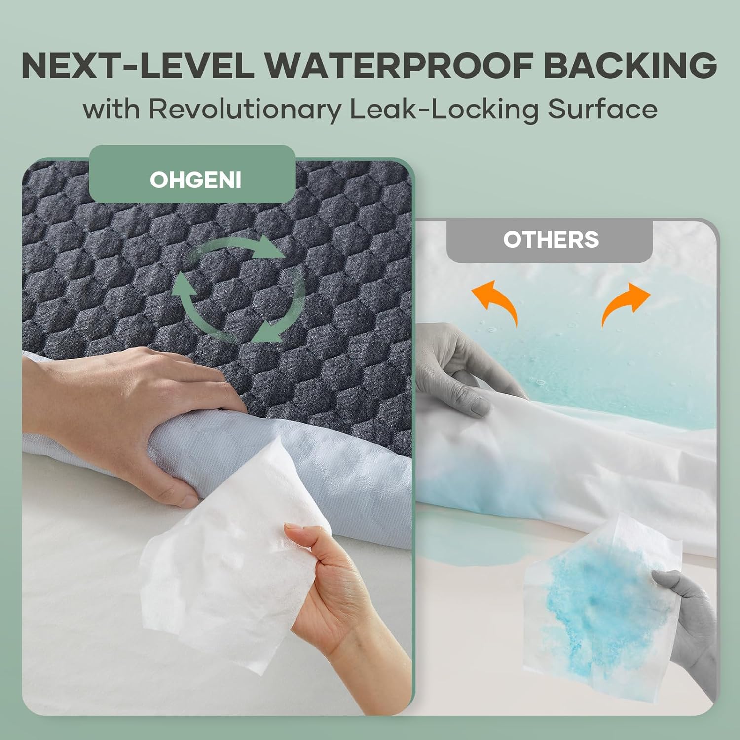 OhGeni 100% Waterproof Mattress Protector - Twin Gray, Deep Pocket, Cooling & Breathable Design