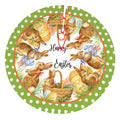 Happy Easter Cute Rabbit Eggs Green Polk 36 Inch Christmas Tree Skirt Carpet Mat Funny Party Soft Cover Mat Decor Supplies for Xmas Halloween Decorations Occasion Farmhouse