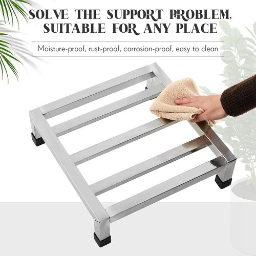 MorningRo 3 Pack Dunnage Rack 13.8" Long x 13.8" Wide, 3.9" Height Stainless Steel Shelf 2000+ Pound Capacity Commercial Food Floor Rack for Restaurants Kitchens Garages and Vehicles