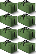 HOMESURE Large Water-Resistant Moving Bags - 8 Pack Heavy Duty Storage Totes with Zippers & Handles | Olive Green