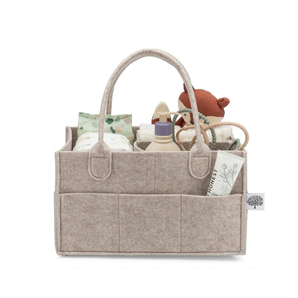 Parker Baby Diaper Caddy - Versatile Nursery Storage Bin & Car Organizer for Diapers - Oatmeal