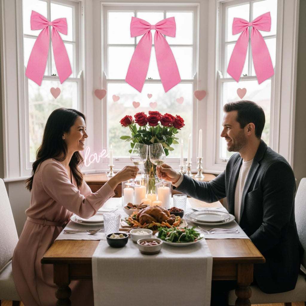 Riceshoot 2 Pcs 10 x 16 Inch Large Bows Valentine's Day Tree Decorations Velvet Ribbon Tree Topper Velvet Wreath Bows with Wired Edge for Valentines Home Fireplace Indoor Outdoor Decor (Pink)