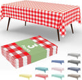Smiry Disposable Tablecloths - 3 Pack Red Gingham Waterproof Rectangle Covers | 54" x 108" for Picnics & Parties