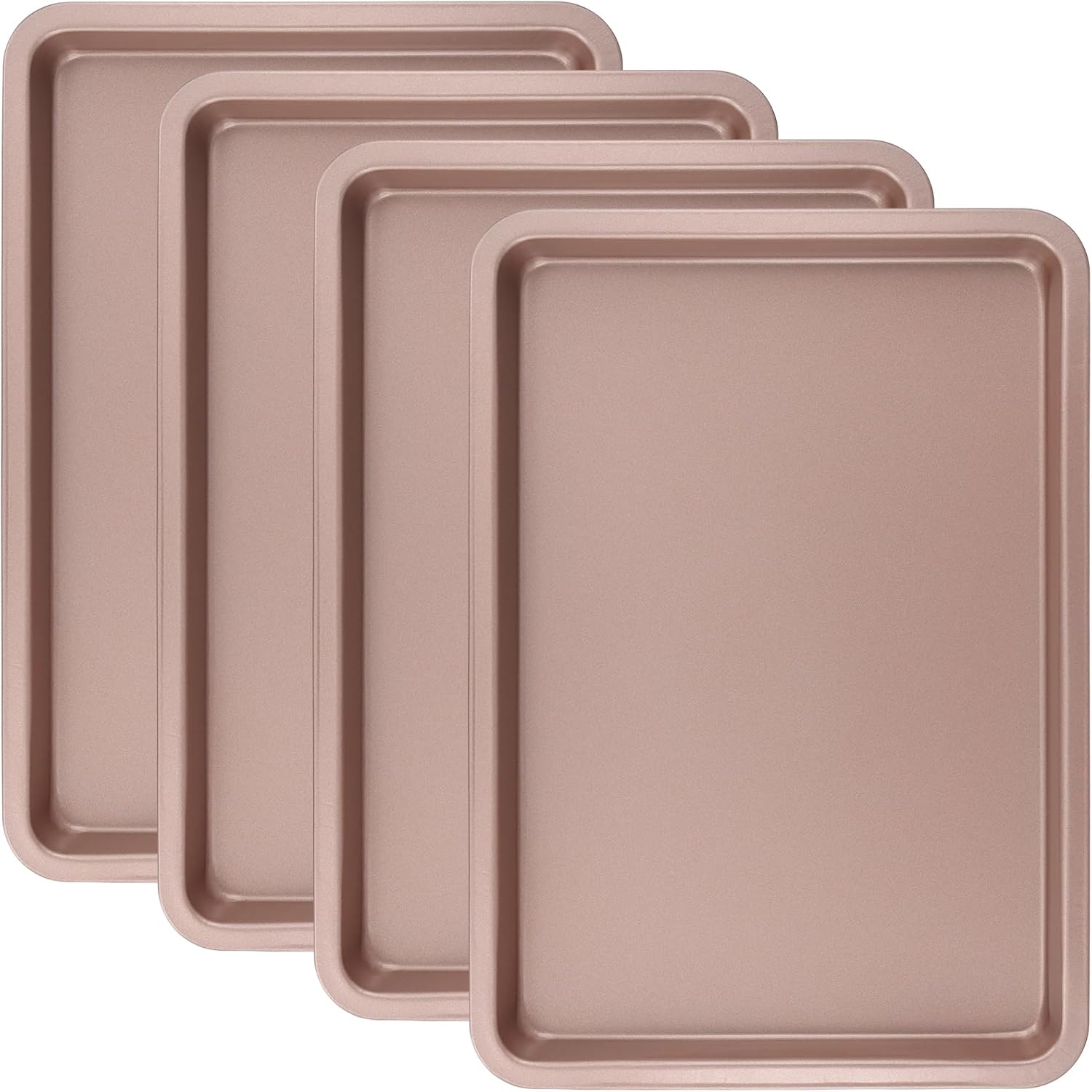 Sheutsan Gold Baking Sheet Pan Set - 4 Pack Carbon Steel Oven Trays, 13 x 9 x 1 Inch for Cookies & Roasting