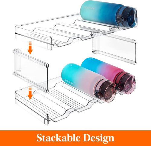 Lifewit Stackable Water Bottle Organizer - 2-Tier Plastic Holder for Bottles Up to 3.8" Diameter | Fits 8 Bottles