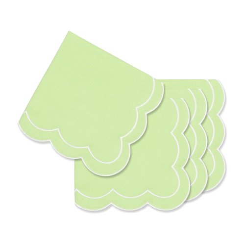 Hofdeco Premium Coastal Patio Indoor Outdoor Napkin Set of 4, 20”x20” Washable Dinner Napkins for Beach House Decor Green Embroidered Solid