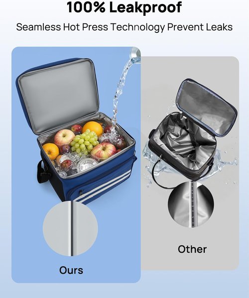 Insulated Lunch Box | Skiennix 26L X-Large Leak-Proof Cooler Bag - Adjustable Strap for Work, Picnic, Travel - 14.6"×11.5"×9.5" (Blue)