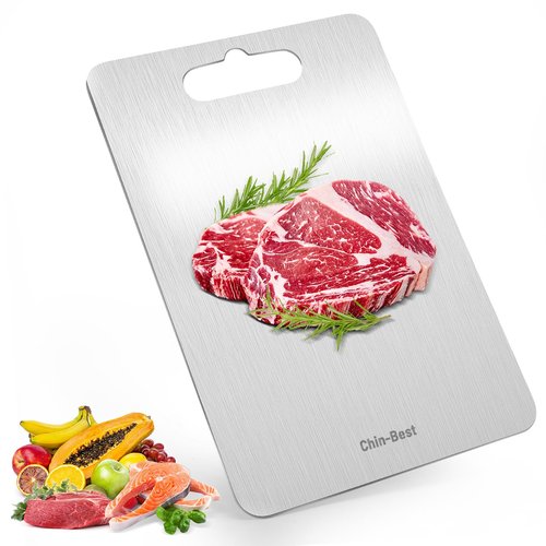 Titanium Cutting Boards For Kitchen, Double-Sided Food-Grade Kitchen Stainless Cutting Board, Non-Toxic & Non-Slip, Dishwasher Safe, Ideal For Indoor, Outdoor, Camping & Bbq Parties, M 13.4“ * 9”
