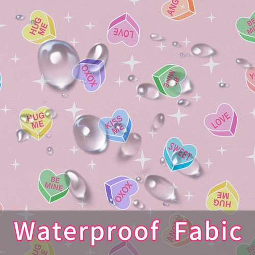 ZORKET Pink Valentines Day Shower Curtain Bathroom Decor, Candy Heart Shower Curtain Set with 12 Hooks, Valentine Shower Curtains for Bathroom, 72x72 Inch