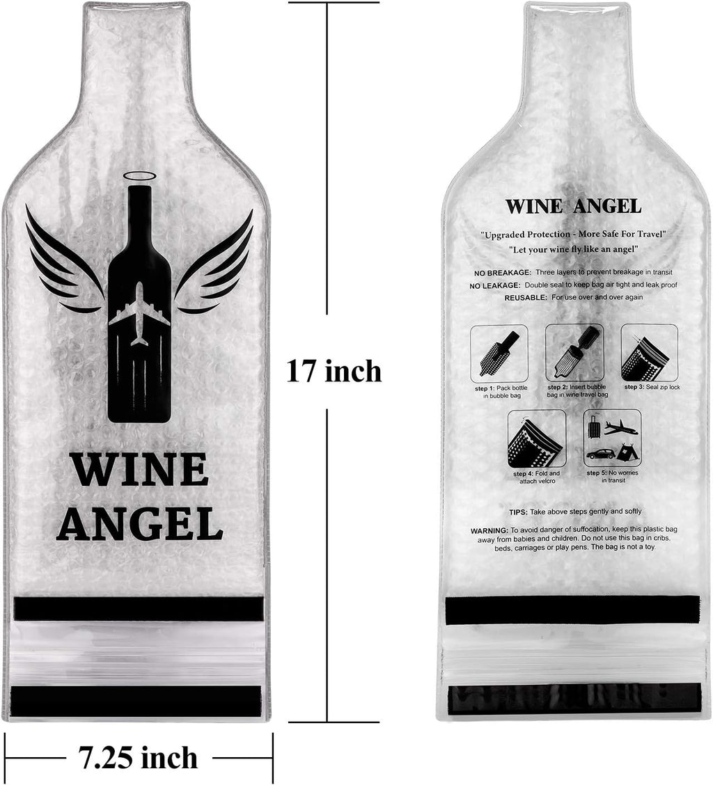 [UPGRADED PROTECTION] 4 Set (8 pcs) Reusable Wine Bags for Travel, Wine Travel Protector, Bottle Travel Sleeve Case For Airplane, Car, Cruise, TRIPLE Protection Luggage Leak-Proof Safety Impact Resist