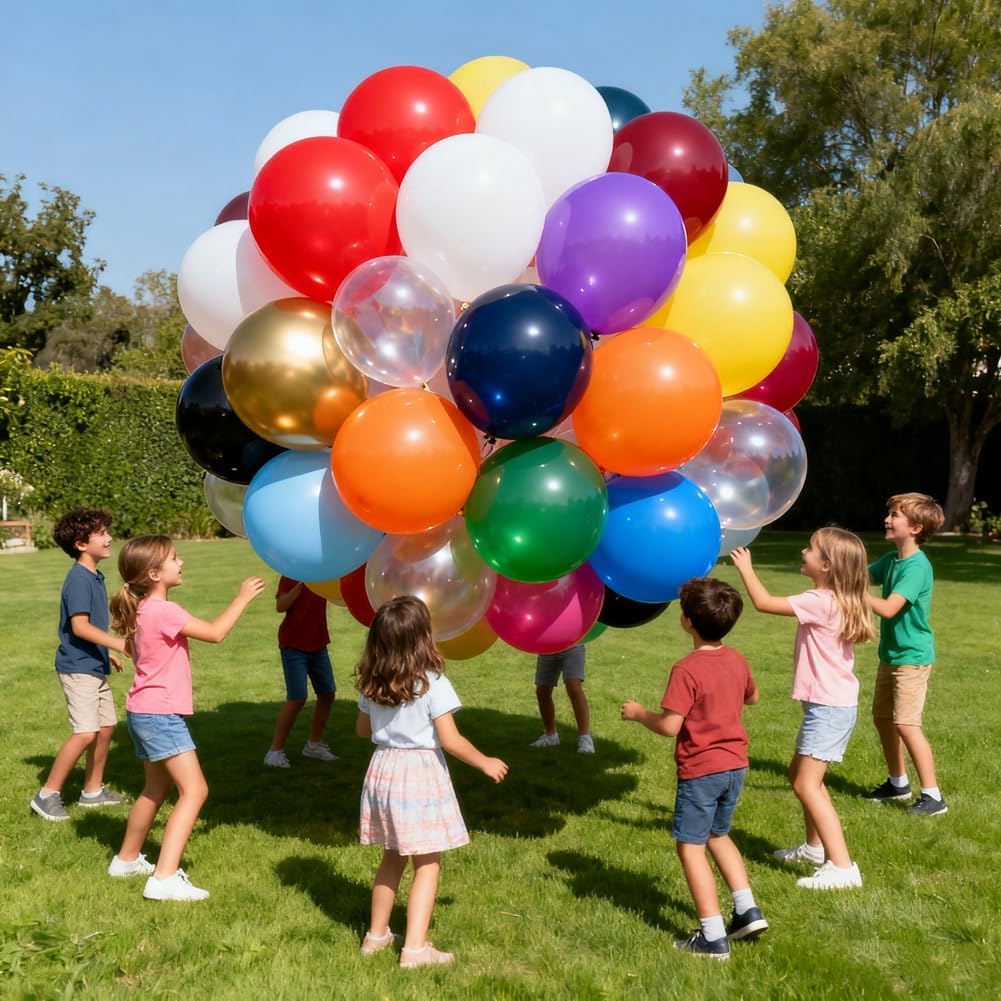 Rainbow Balloons by [Brand Name] - 100 Pcs Assorted 18-Inch Latex Balloons for Parties & Celebrations
