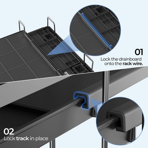 Pantasia Large Dish Drying Rack, Expandable Dish Rack for Kitchen Counter, Upgraded Dish Drainer with Drainboard Set, Multifunctional Dishrack with Utensil Holder & Cup Holder, 13.4"-28.7" L x 11.8" W