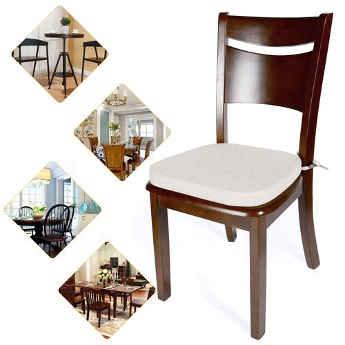 Shinnwa Kitchen Chair Cushions Set of 4, Dining Room Chairs Cushions with Ties, Indoor Seat Pads, 4 Pack, 15 x 15.5 inches, Off White