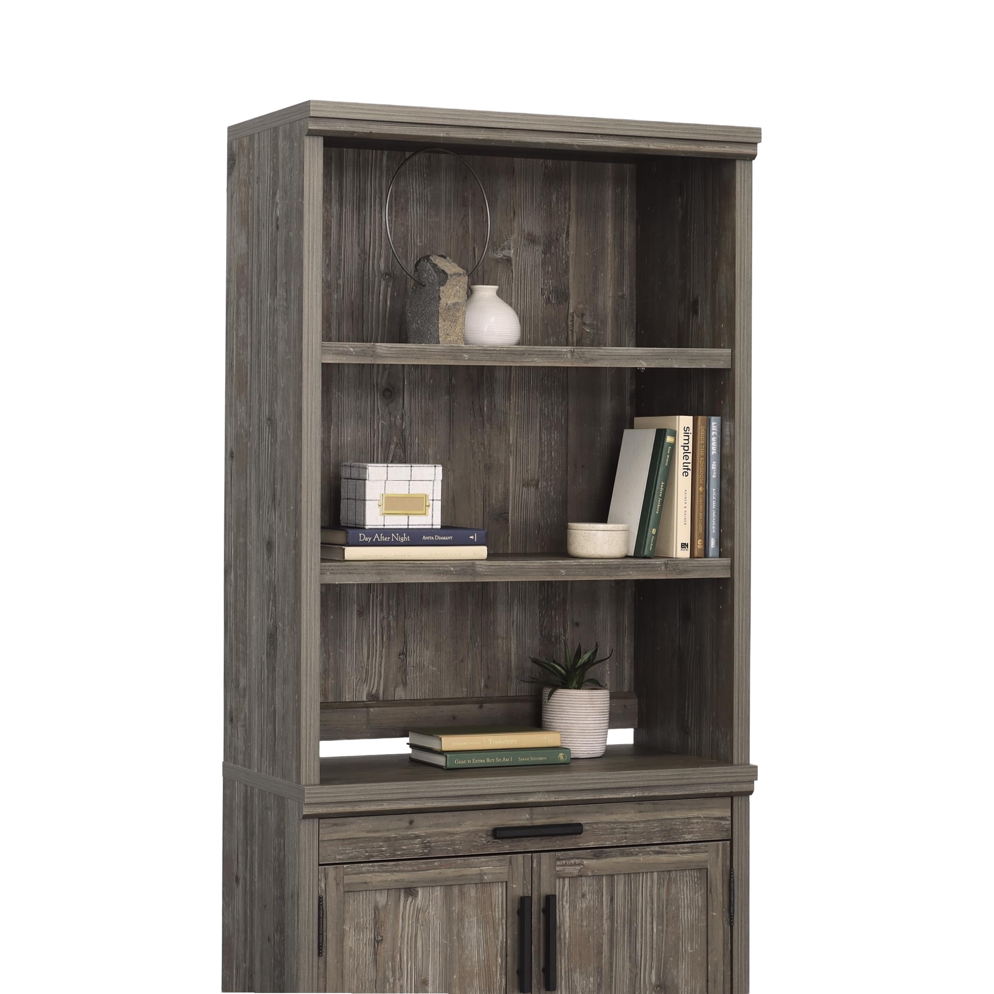 Sauder Aspen Post Commercial Office Hutch, in a Pebble Pine Finish
