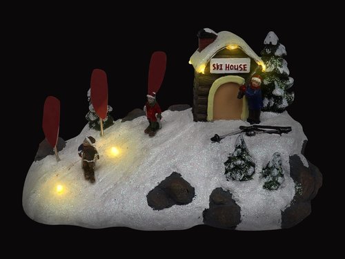 Christmas Village | Pre-Lit Ski Down The Mountain Tabletop Decoration - Perfect Holiday Centerpiece